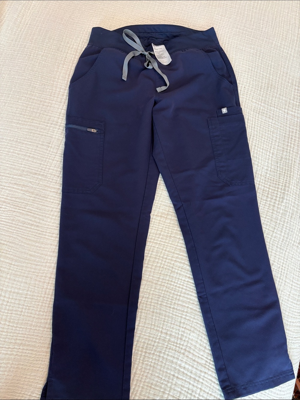 Figs Navy Drawstring Cargo Scrub Pants